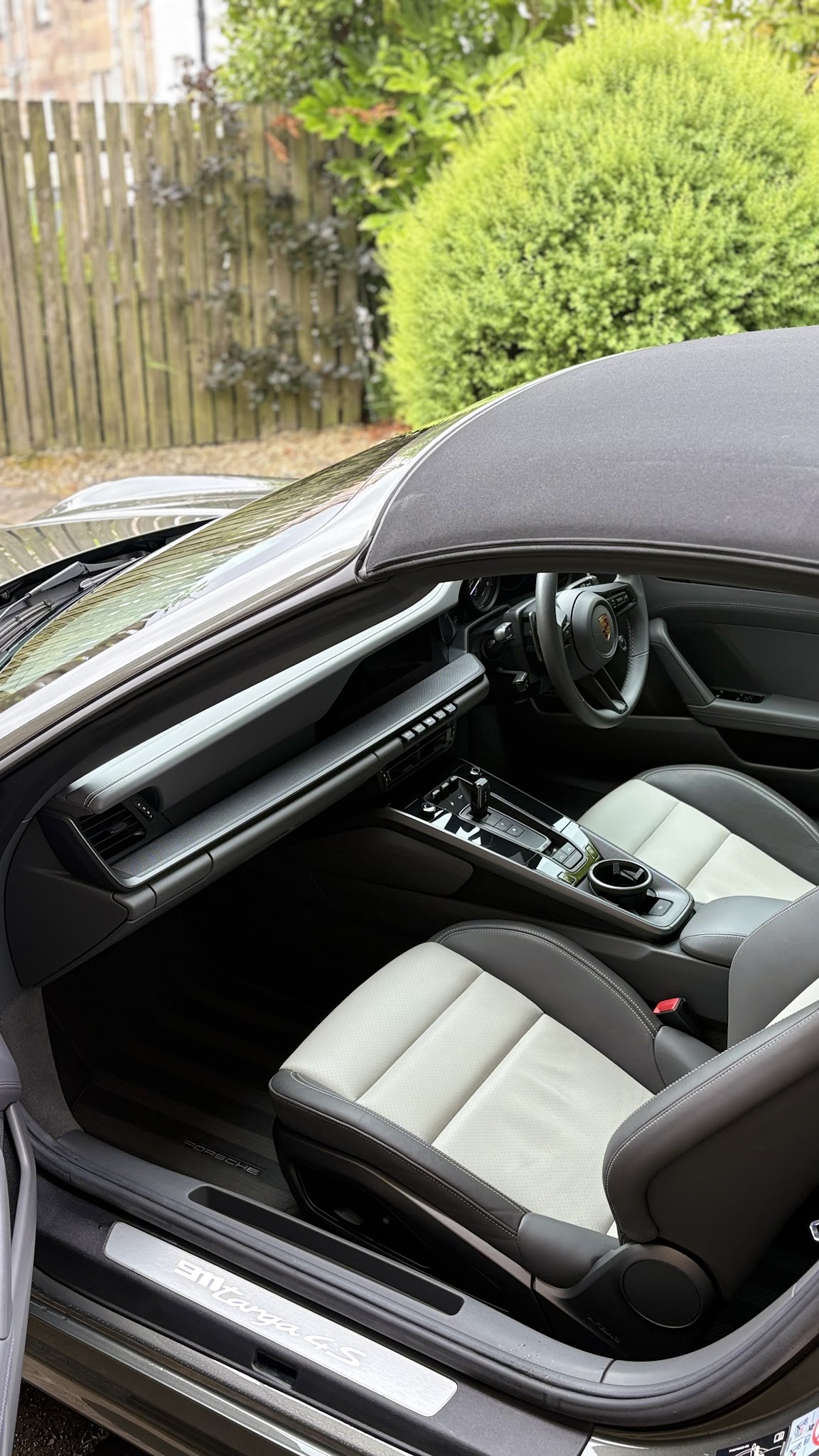 Cleaned and conditioned leather seats in a Porsche convertible